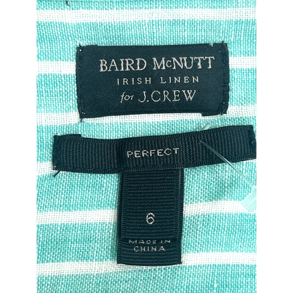 Baird McNutt For J. Crew Women's Size 6 Irish Linen Button Up Top Blue Stripe - Picture 4 of 13